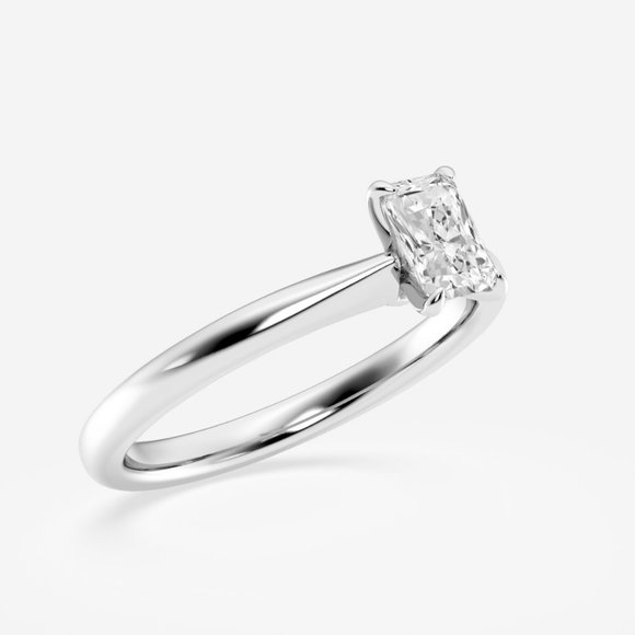 1/2 ctw Radiant Lab Grown Diamond Petite Solitaire Engagement Ring - Picture 2 of 6